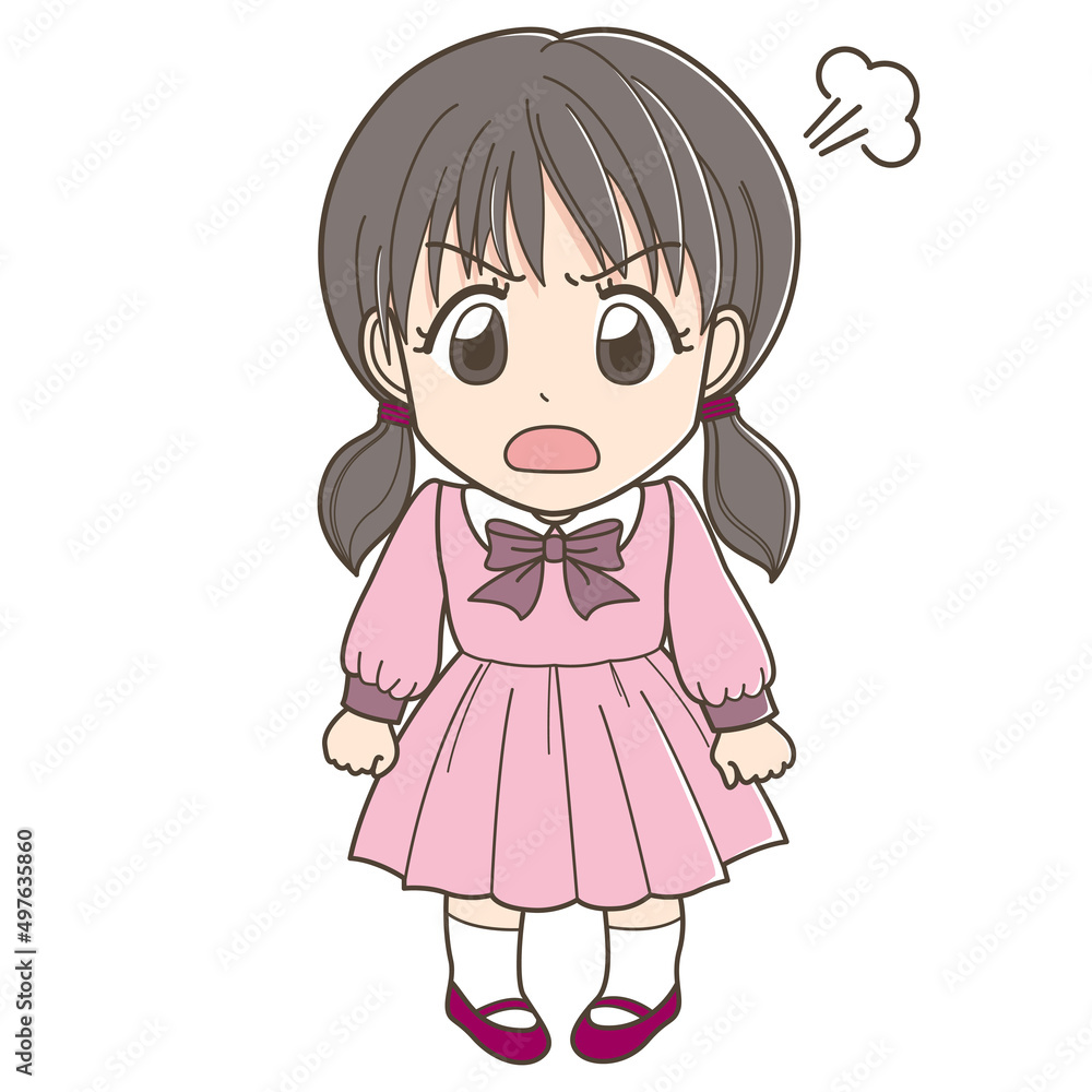 怒っているワンピースの女の子 怒っているワンピースの女の子