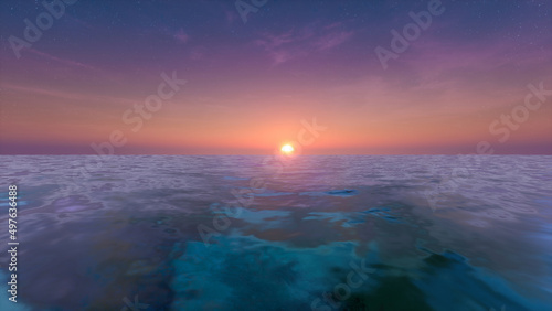 Sunset over the ocean  photo