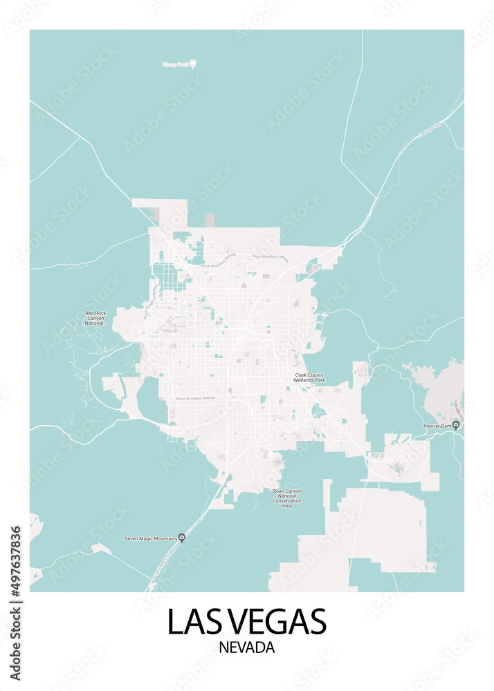 Poster Las Vegas - Nevada map. Road map. Illustration of Las Vegas ...