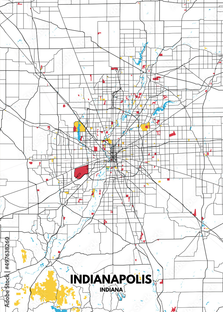 Poster Indianapolis Indiana map - 1000 F 497638260 KpZEq9cWF7iQdOJp1YzlpyXFqJHnLPFW