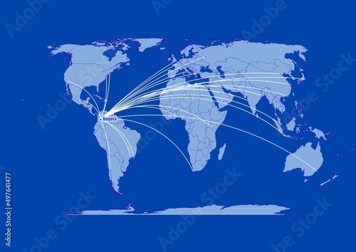 Wallpaper Mural Bogotá;Colombia,connections of Bogotá;Colombia to other major cities around the world. Torontodigital.ca