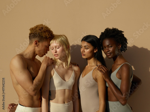 Diverse skin color portrait - body positivity  photo