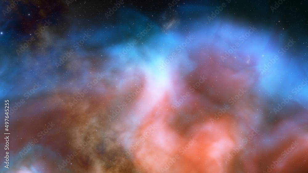Obraz premium Nebula in space, science fiction wallpaper, stars and galaxy, 3d illustration 