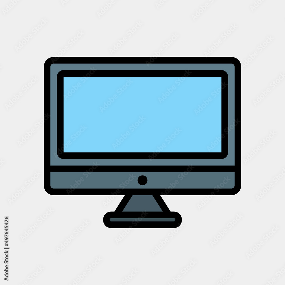 Computer icon in filled line style, use for website mobile app presentation Computer icon in filled line style, use for website mobile app presentation