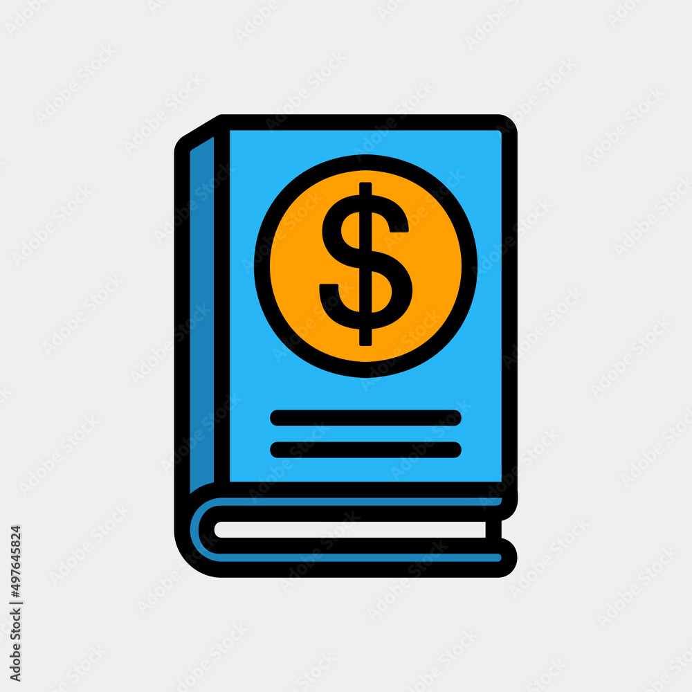 Finance book icon in filled line style, use for website mobile app presentation Finance book icon in filled line style, use for website mobile app presentation