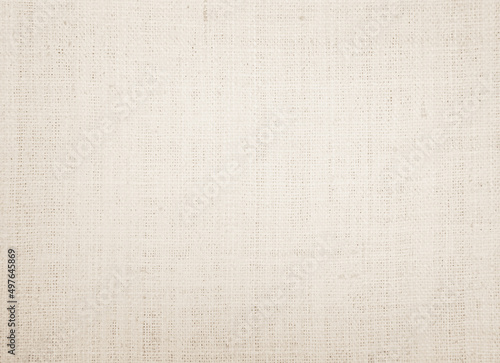 Slika na platnu Jute hessian sackcloth burlap canvas woven texture background pattern in light beige cream brown color blank decoration