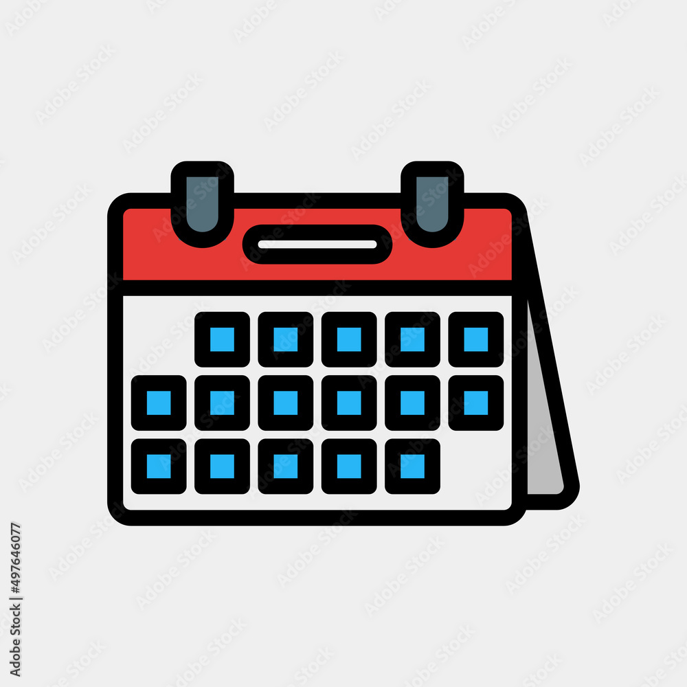 Calendar icon in filled line style, use for website mobile app presentation Calendar icon in filled line style, use for website mobile app presentation