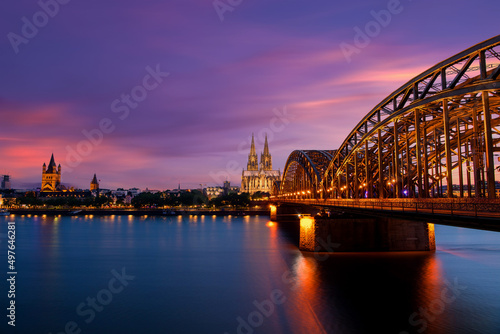 Fototapeta View on Cologne Cathedral and Hohenzollern Bridge, Germany