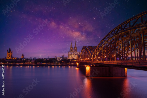 View on Cologne Cathedral and Hohenzollern Bridge  Germany