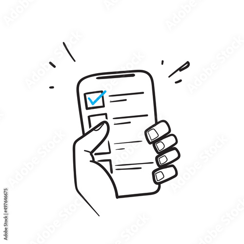 hand drawn doodle online test survey questionnaire fill and blank checklist illustration vector isolated