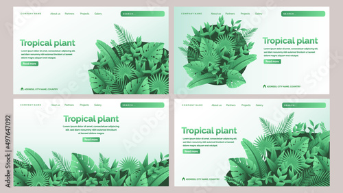 Tropical plant landing page collection vector in gradient style design