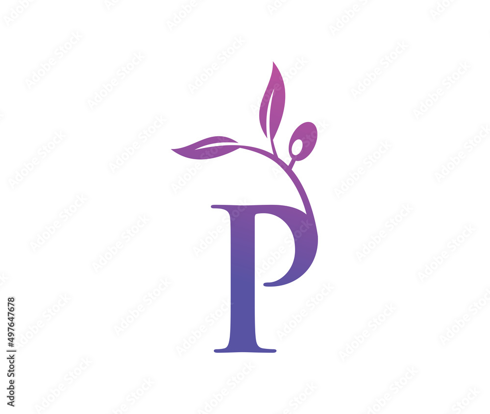 Grape Vine Monogram Logo Letter P Grape Vine Monogram Logo Letter P