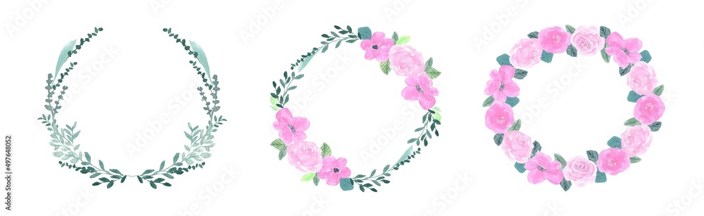 pink pastel floral and green leaf for wedding