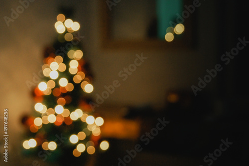 Sparkling Christmas tree lights. photo