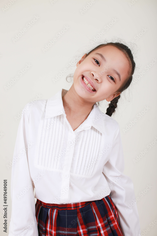 Little Asian on white background Little Asian on white background