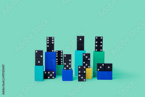 Сolored cubes and domino over it