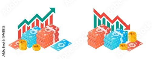 Indonesian Rupiah Fluctuation with Money Bundle Illustrations