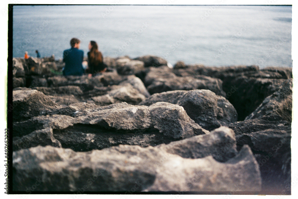 Film photography with couple by the ocean Film photography with couple by the ocean