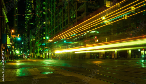 long exposure of bus lights at night