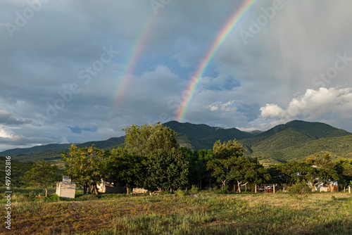 Two rainbows in the sky 