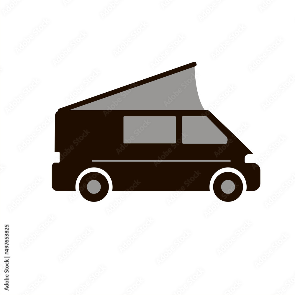 Camper van on white background. Vector illustration.