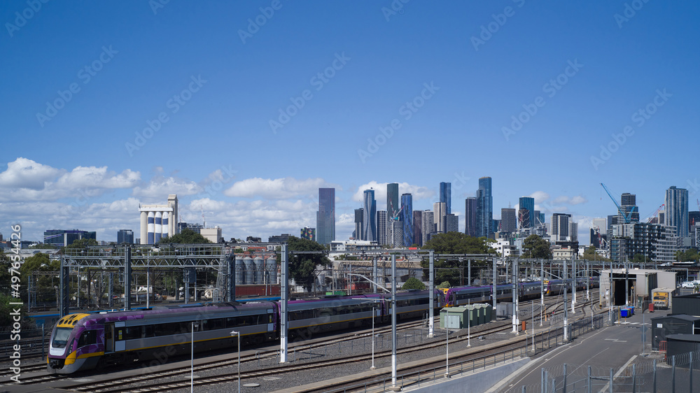 Train line approach to Melbourne city Train line approach to Melbourne city