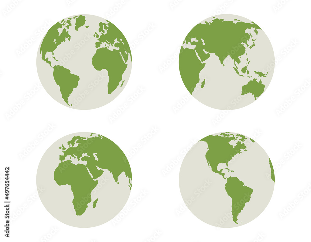 Set Globe isolated planet earth map on white background. Vector design illustration. Set Globe isolated planet earth map on white background. Vector design illustration.