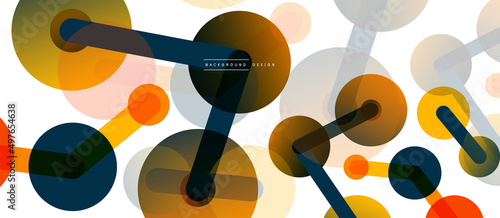 Abstract background. Round dots connected by lines. Trendy techno business template for wallpaper, banner, background or landing