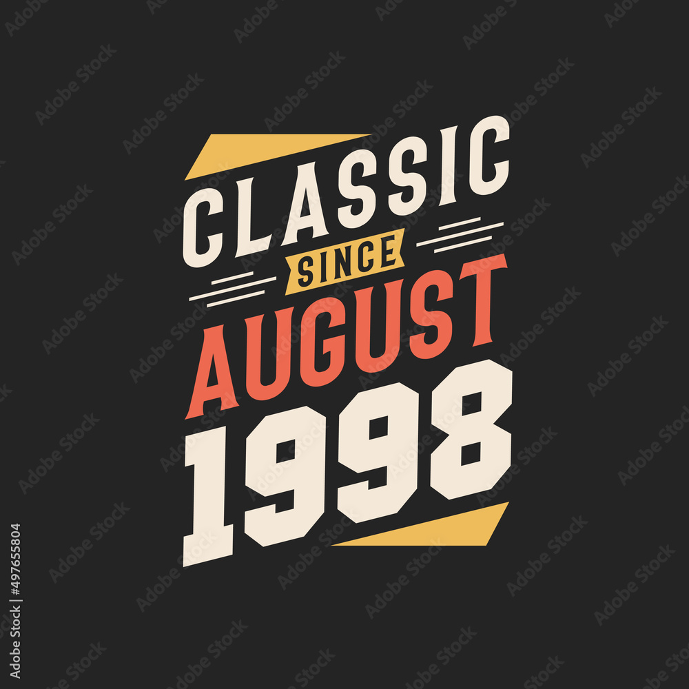 Fototapeta premium Classic Since August 1998. Born in August 1998 Retro Vintage Birthday