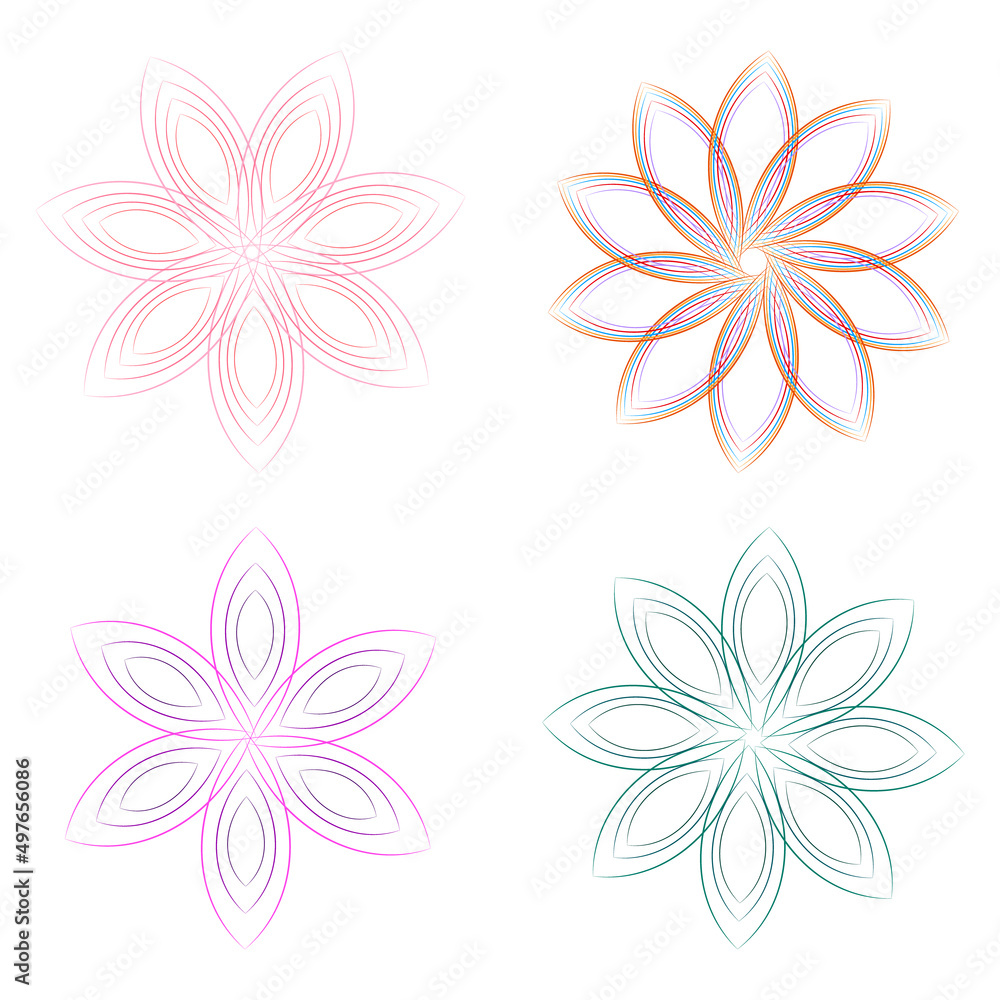 A set of vector stylized flowers, elements for decoration A set of vector stylized flowers, elements for decoration