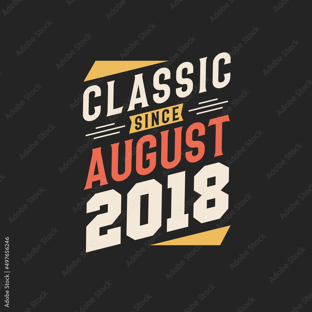 Classic Since August 2018. Born in August 2018 Retro Vintage Birthday