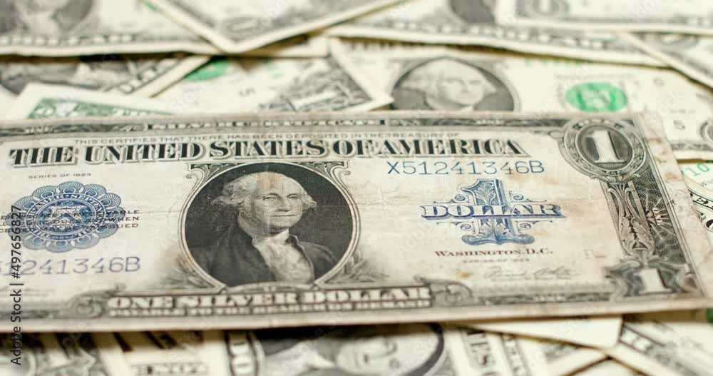 Rare Silver Certificate Dollar, one US Dollar banknotes. Inflation in the United States of America. Rare Silver Certificate Dollar, one US Dollar banknotes. Inflation in the United States of America.
