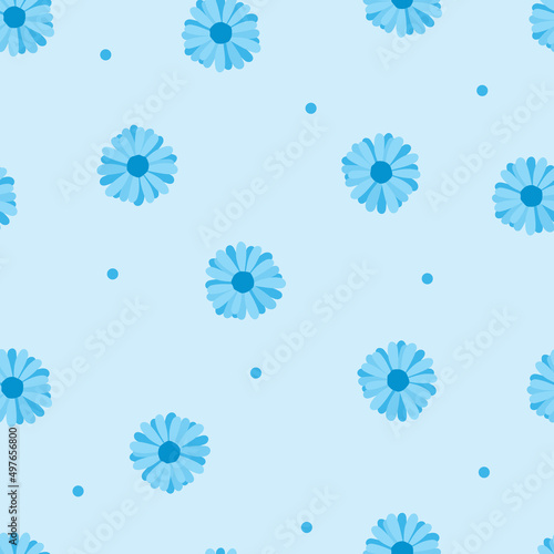 Seamless pattern blue flower on background.