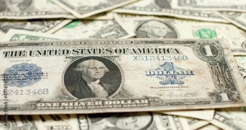 Rare Silver Certificate Dollar, one US Dollar banknotes. Inflation in the United States of America.