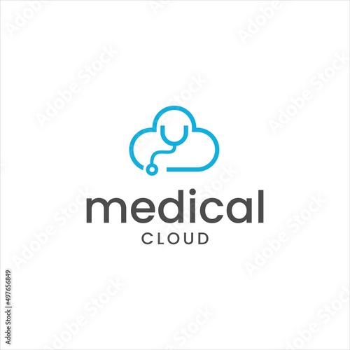 cloud medical logo.stethoscope doctor care vector