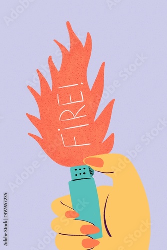 Woman lighting a lighter and making fire
