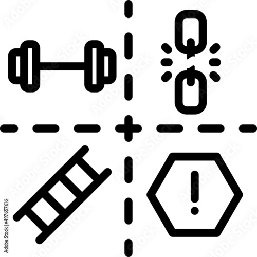 Black line icon for Swot
