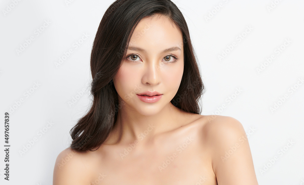 Beautiful young asian woman with clean fresh skin on white background, Face care, Facial treatment, Cosmetology, beauty and spa, Asian women portrait. Beautiful young asian woman with clean fresh skin on white background, Face care, Facial treatment, Cosmetology, beauty and spa, Asian women portrait.