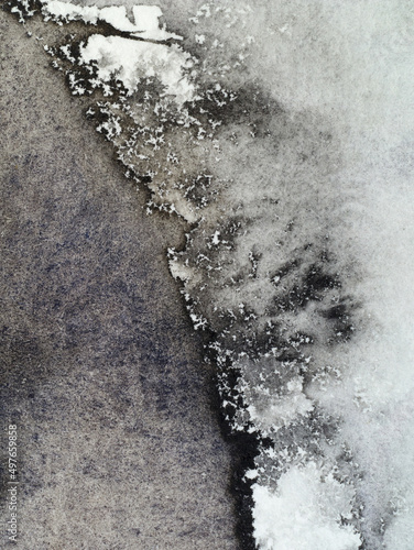 An abstract image; indian ink given a watercolor treatment.