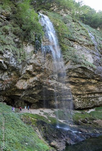 Huge falls called FONTANONE DI GORIUDA in the Carnia Region in Northern Italy