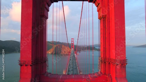 4K Aerial of the Golden Gate Bridge in San Francisco, California, USA. photo