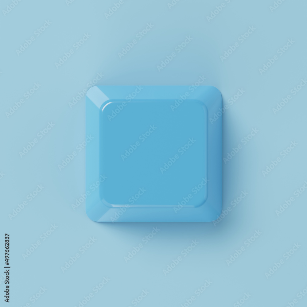 Blue color keyboard input button on background. Abstract object and technology concept. 3D illustration rendering