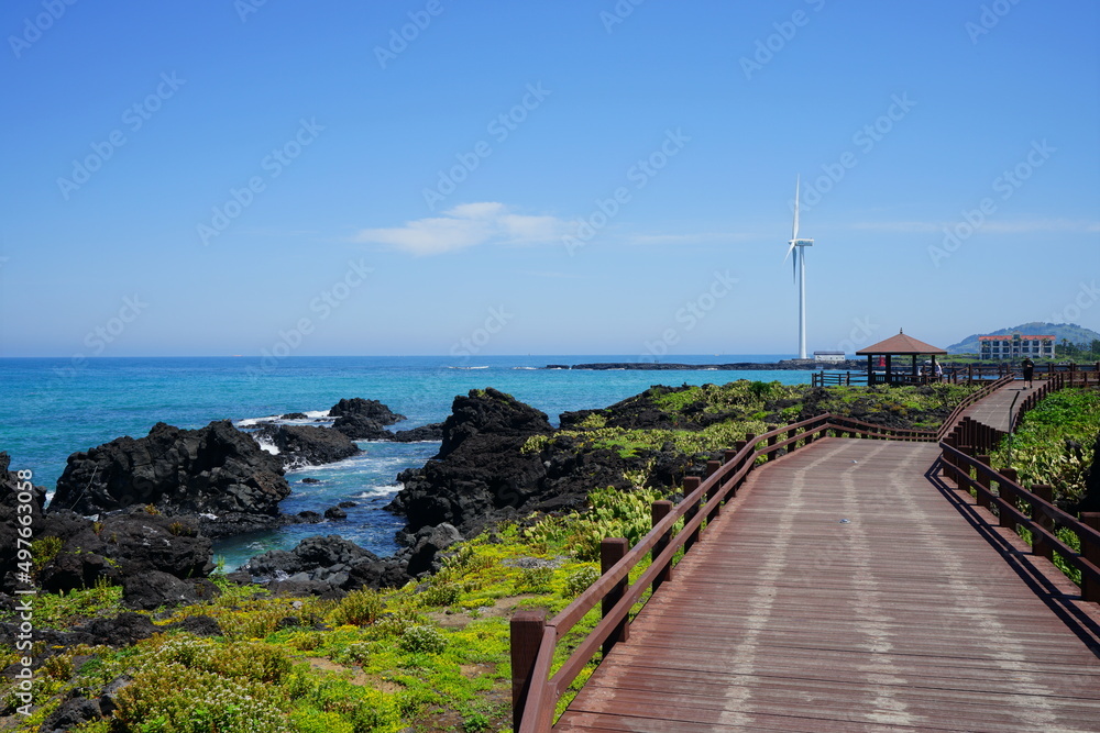 fascinating seaside walkway and blue sea 