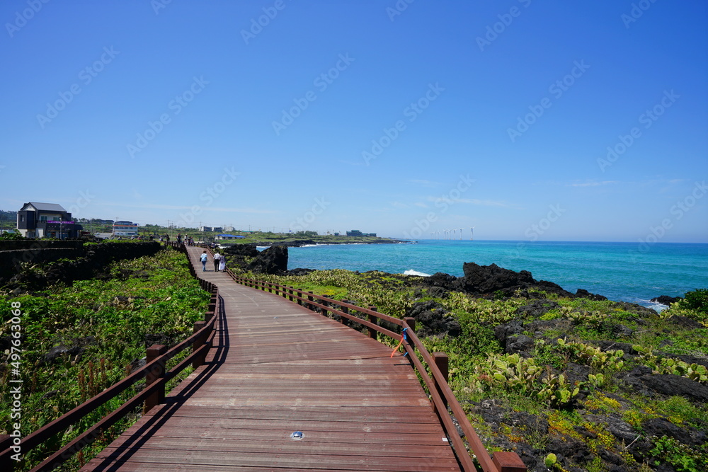 fascinating seaside walkway and blue sea 
