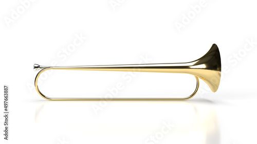 3d render simple bronze trumpet without buttons on a white background