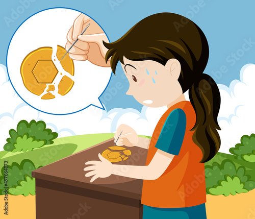 Children playing scratch dalgona cookie at the park