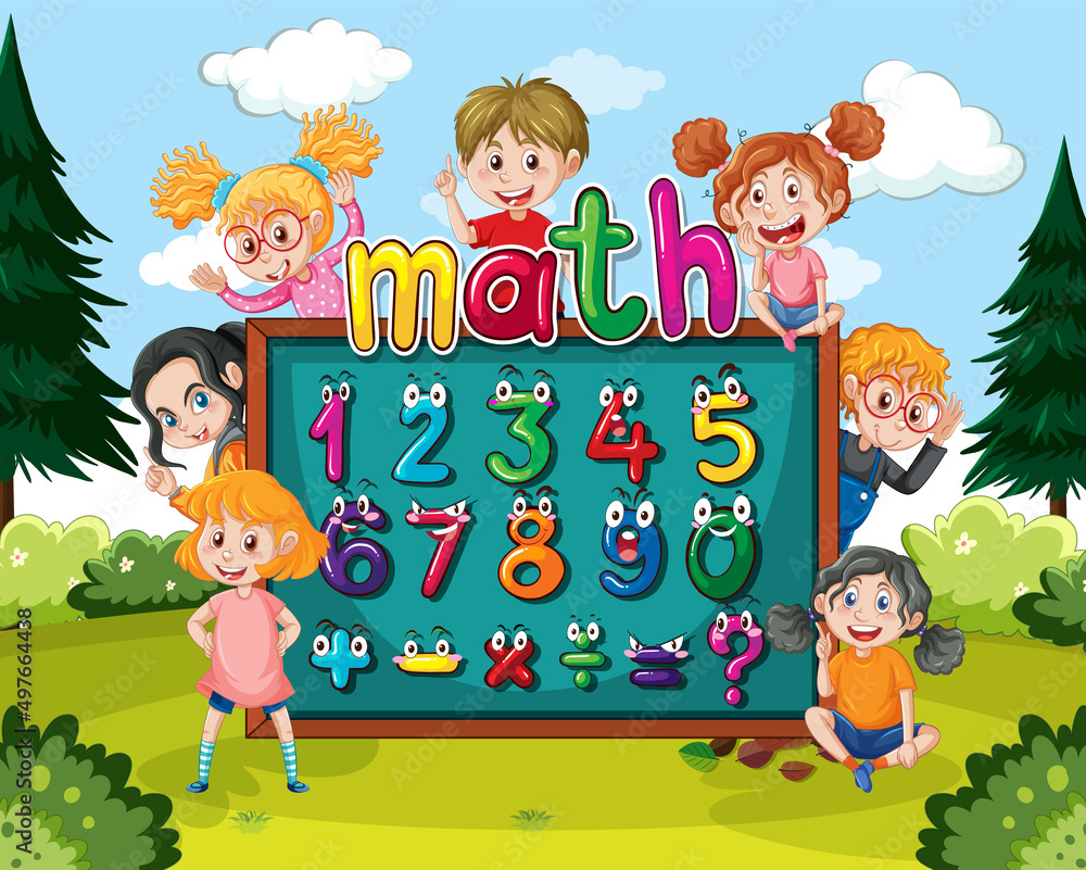 Counting number 0 to 9 and math symbols
