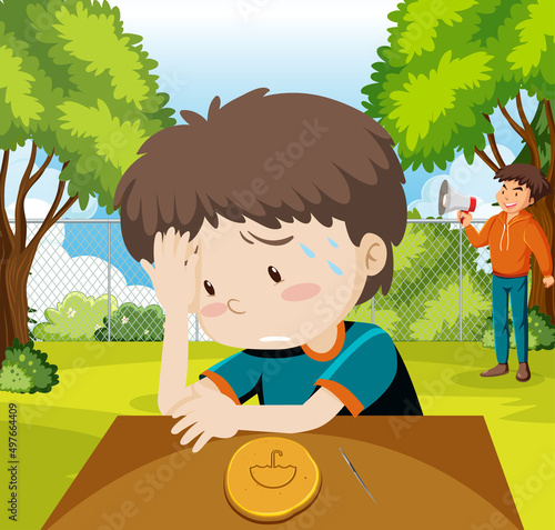 Children playing scratch dalgona cookie at the park