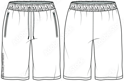 Short pants fashion flat sketch vector template