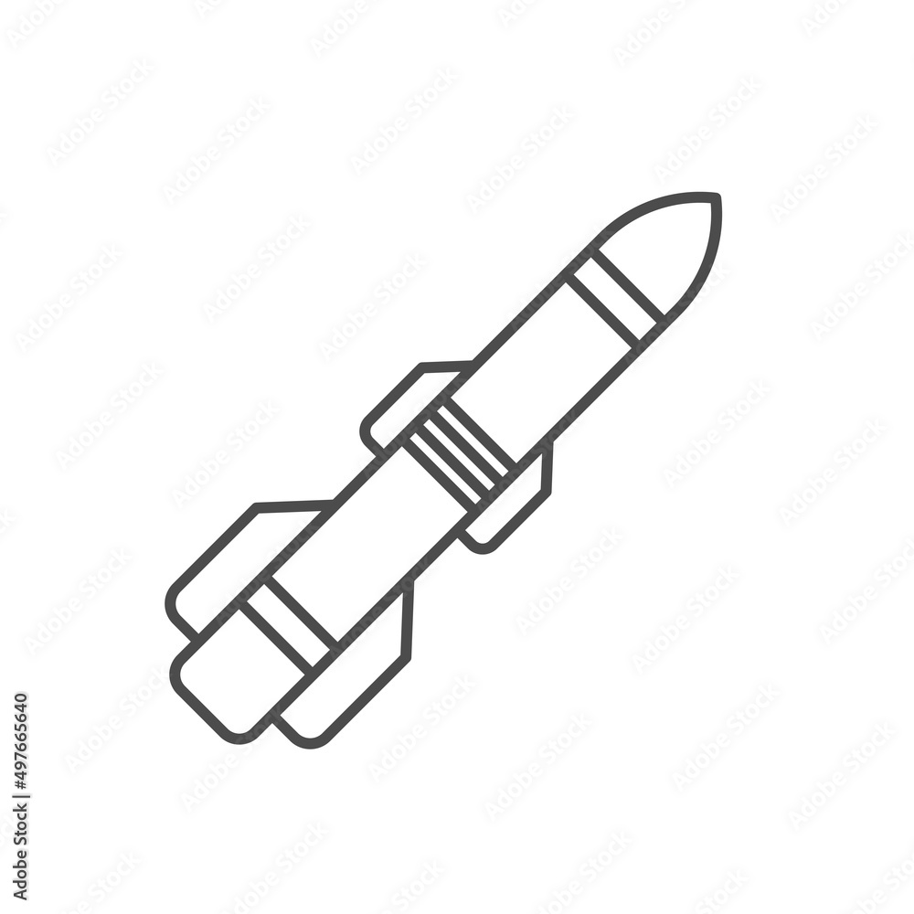 Missile rocket vector icon. Outline flat sign for mobile concept and web design. Space rocket outline icon. Symbol, logo illustration. Vector graphics Missile rocket vector icon. Outline flat sign for mobile concept and web design. Space rocket outline icon. Symbol, logo illustration. Vector graphics